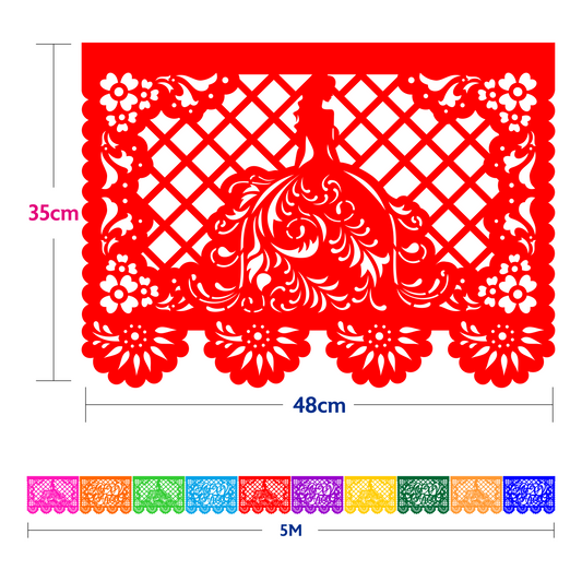 Cometamex | Guirnalda de papel china | XV Años | 10 piezas de 5 metros
