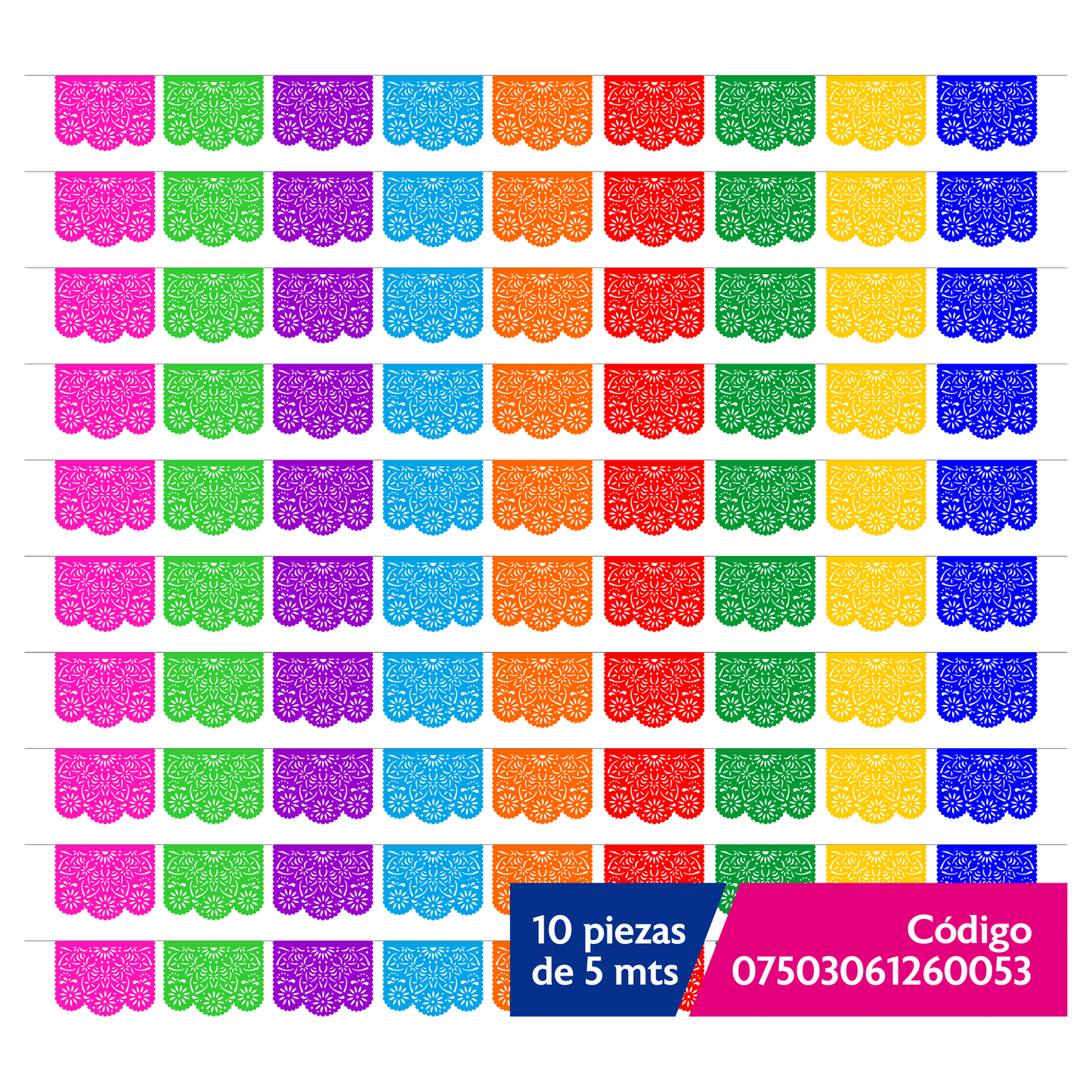 Guirnalda de papel plastificado | Mandalas | 10 piezas de 5 metros