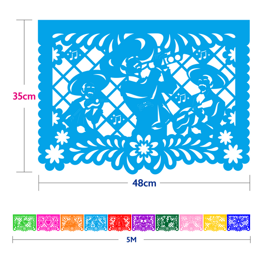 Cometamex | Guirnalda de papel china | Meximalista | 10 piezas de 5 metros