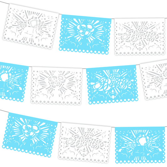Cometamex | Guirnalda de papel china | Bautizo niño | 10 piezas de 5 metros