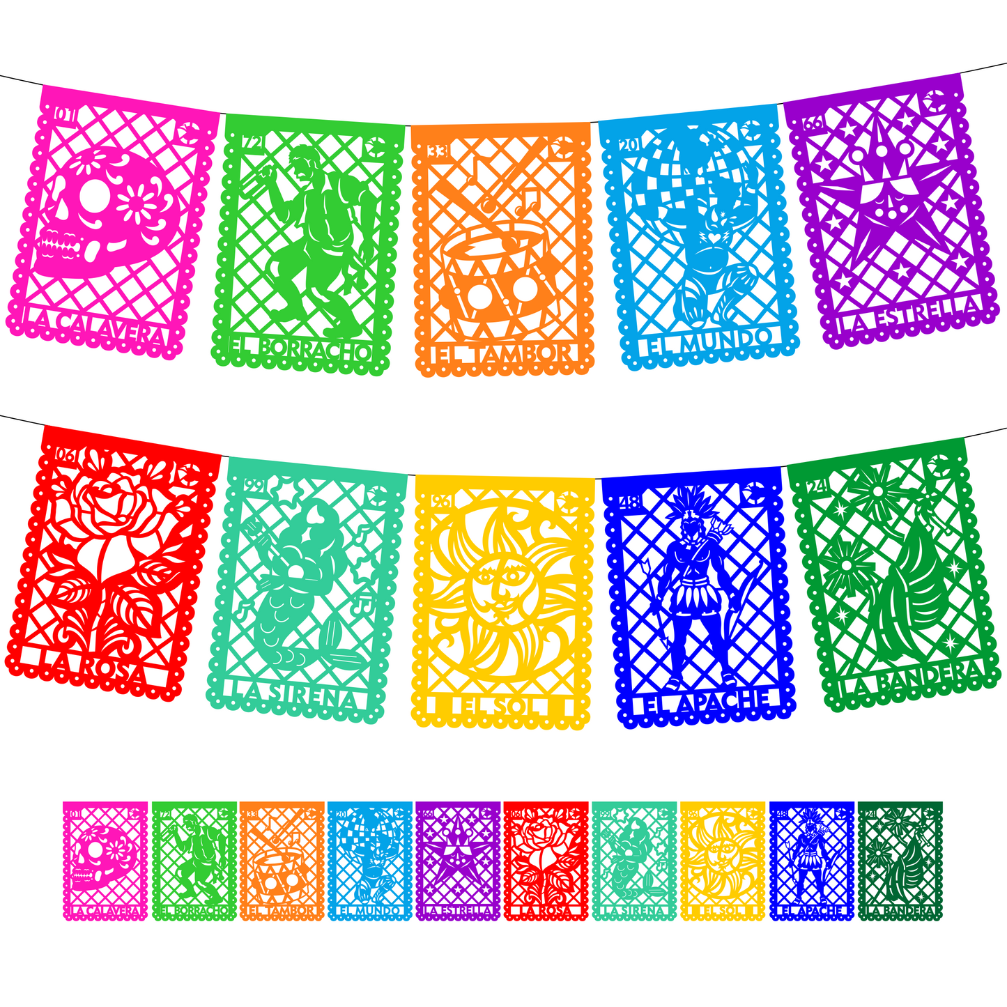 Guirnalda de papel plastificado | Lotería | 10 piezas de 5 metros