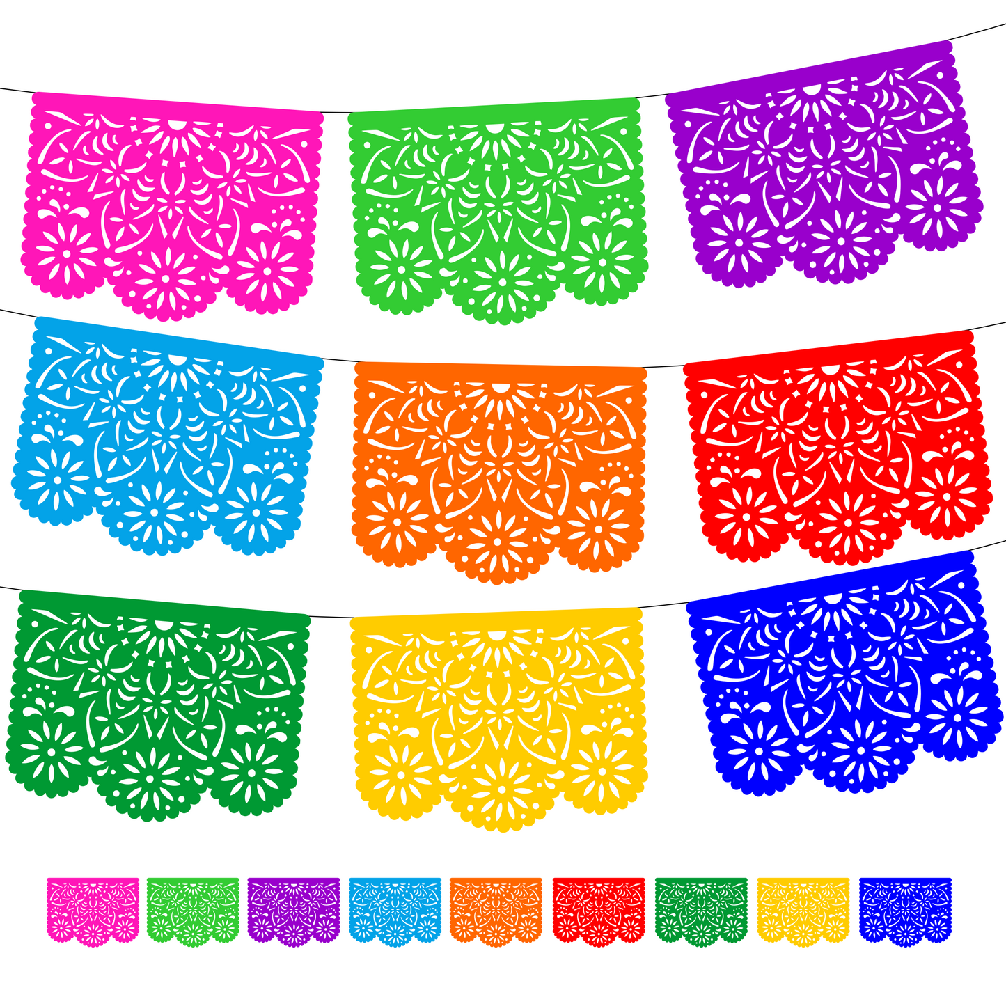 Guirnalda de papel plastificado | Mandalas | 10 piezas de 5 metros