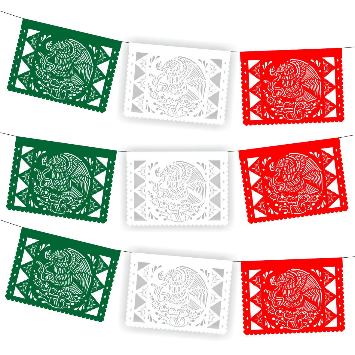 Guirnalda de papel picado Escudo (papel china) - 10 tiras de 5 metros (50 metros totales)