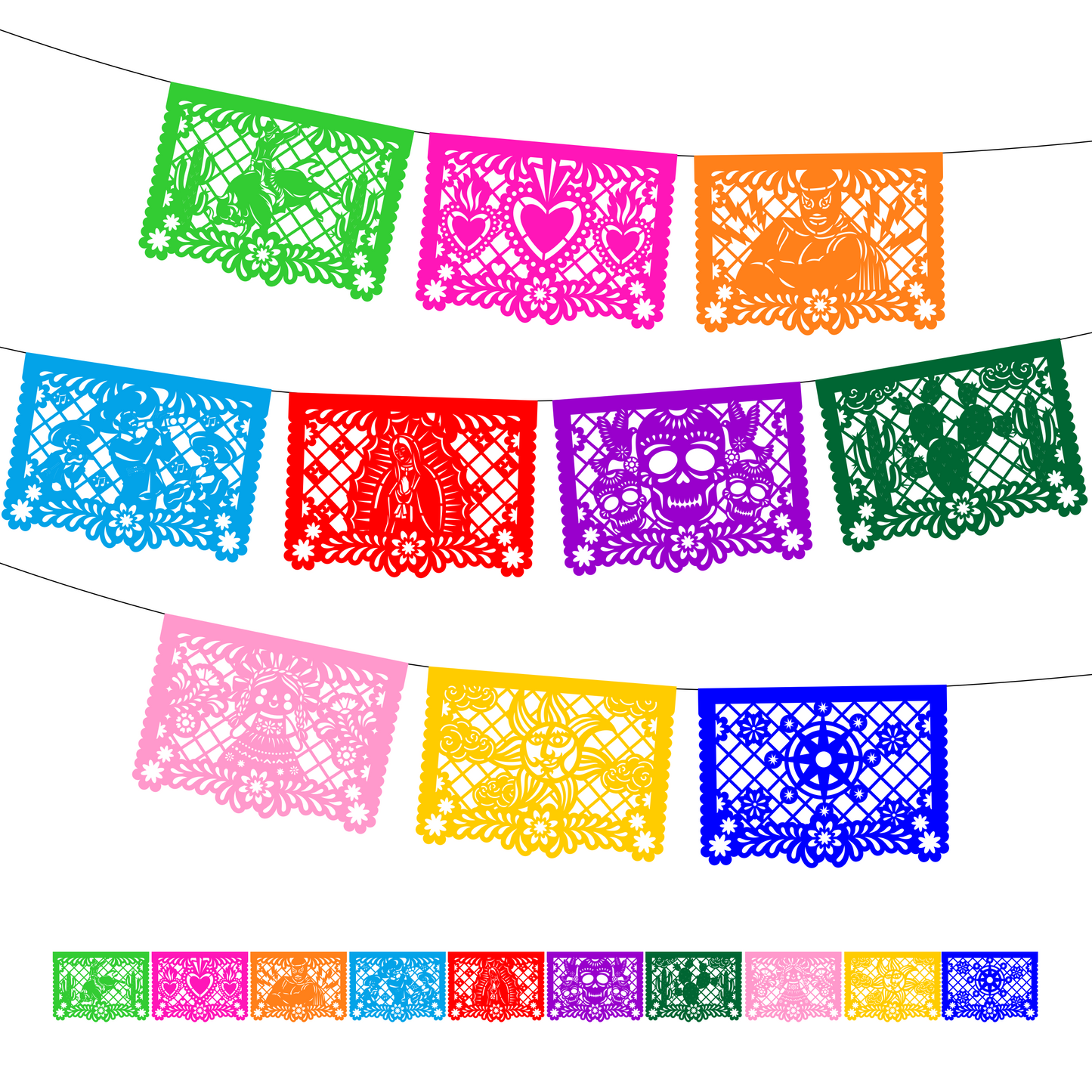 Cometamex | Guirnalda de papel china | Meximalista | 10 piezas de 5 metros