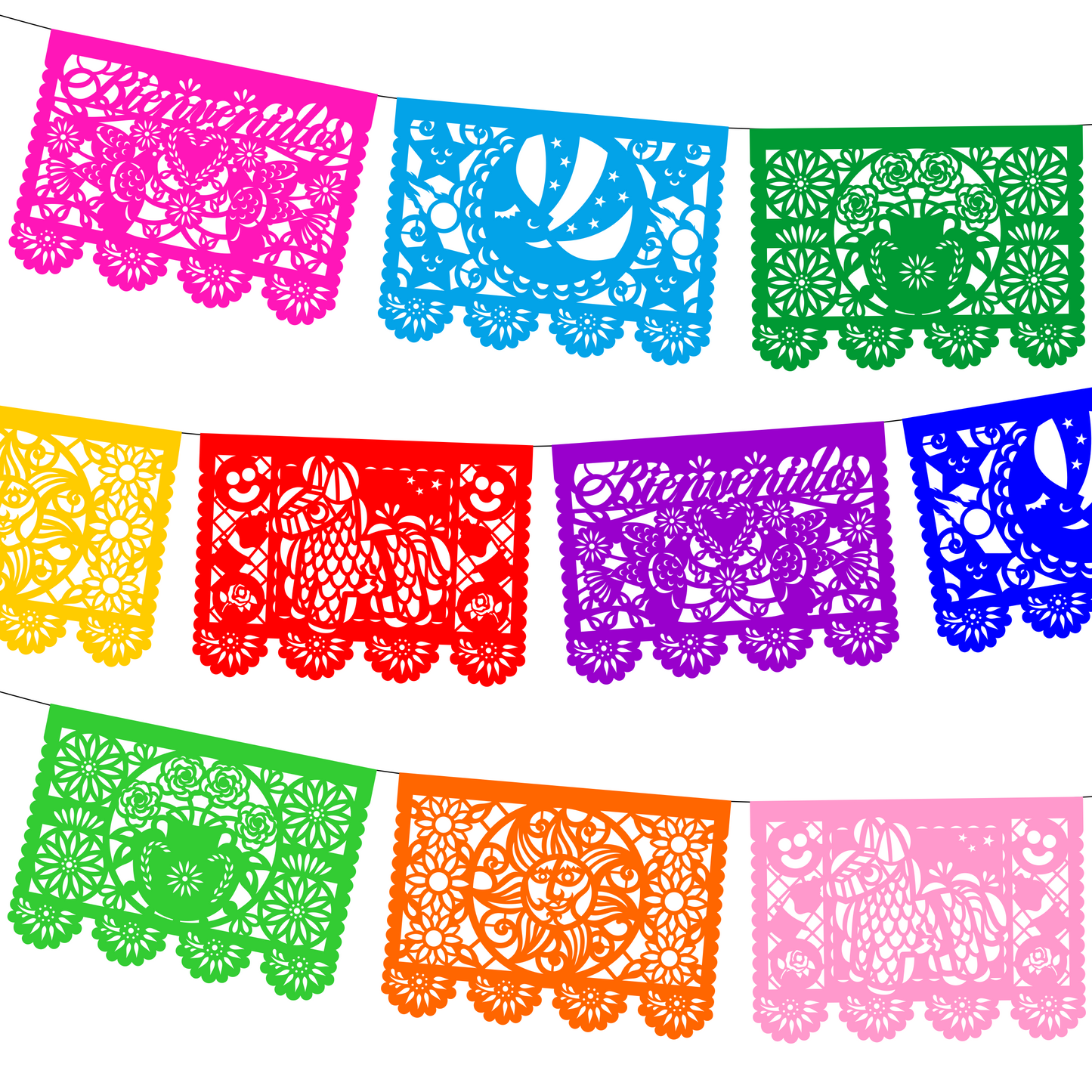 Cometamex | Guirnalda de papel china | Toda ocasión | 10 piezas de 5 metros