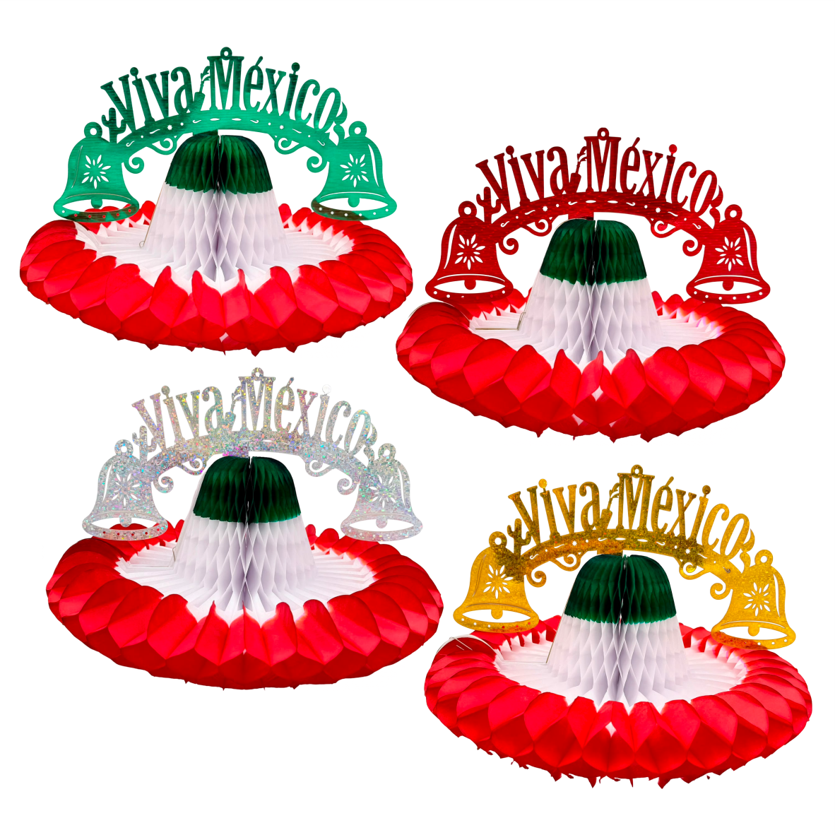 Colgante sombrero viva mexico (papel china) - 10 piezas 36cmcm x 26cm