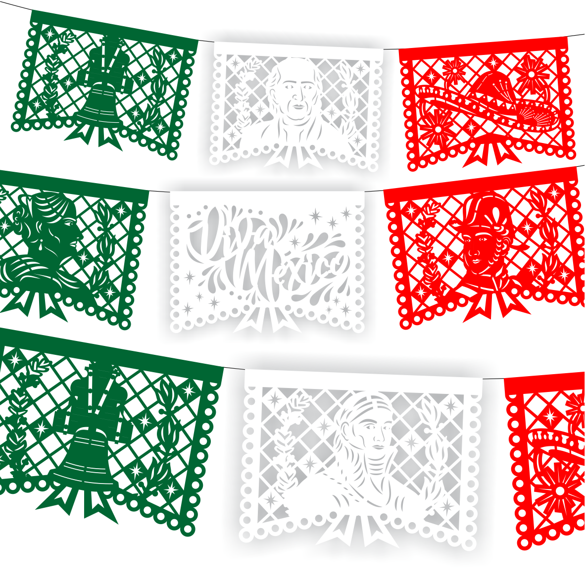 Guirnalda de papel picado Héroes (papel china) - 10 tiras de 5 metros (50 metros totales)