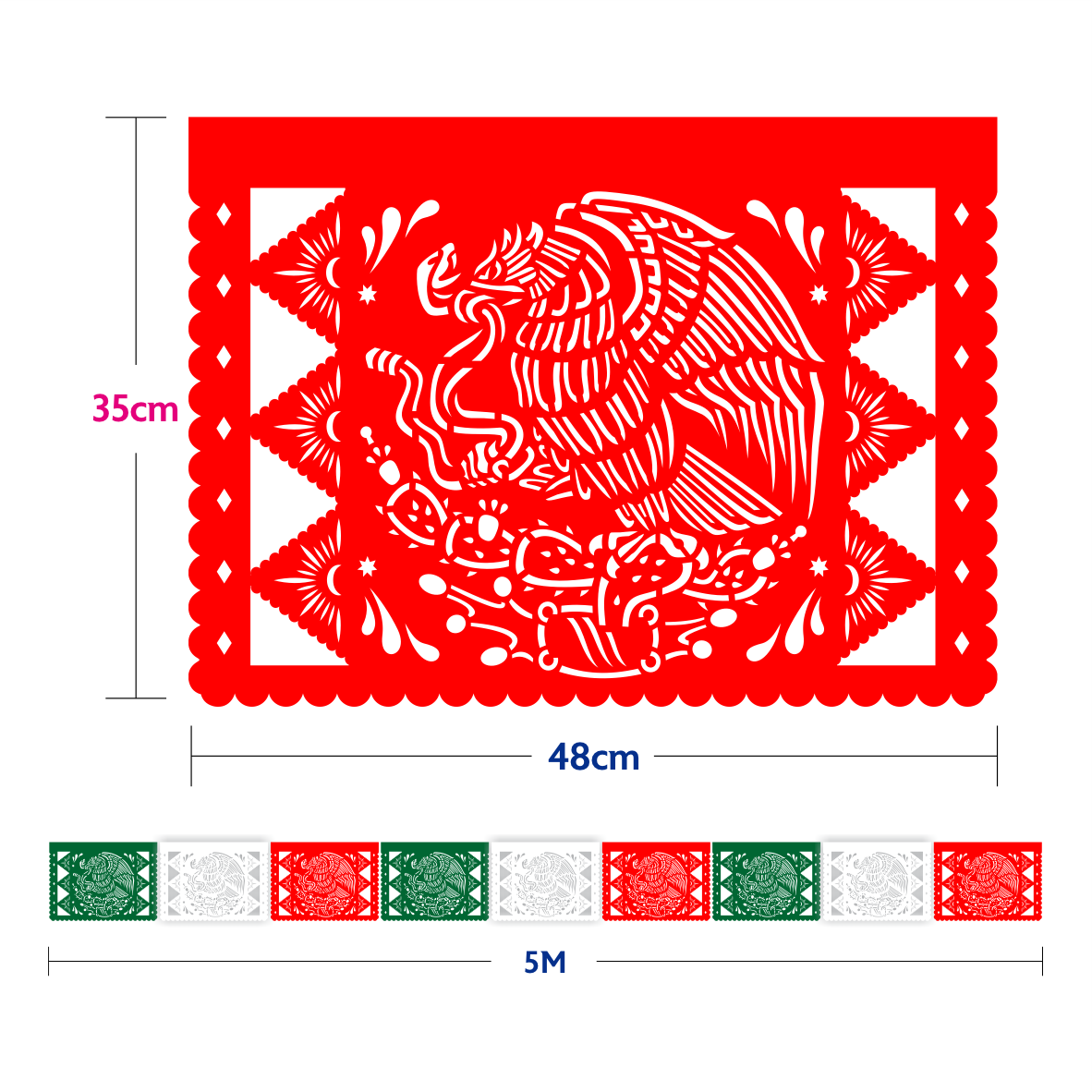 Guirnalda de papel picado Escudo (papel china) - 10 tiras de 5 metros (50 metros totales)