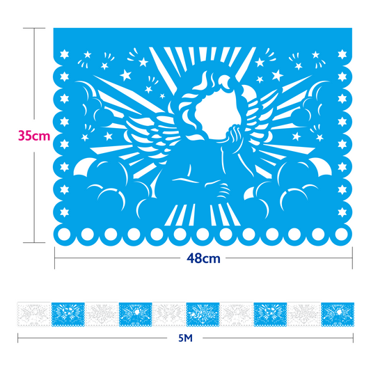 Cometamex | Guirnalda de papel china | Primera comunión niño | 10 piezas de 5 metros