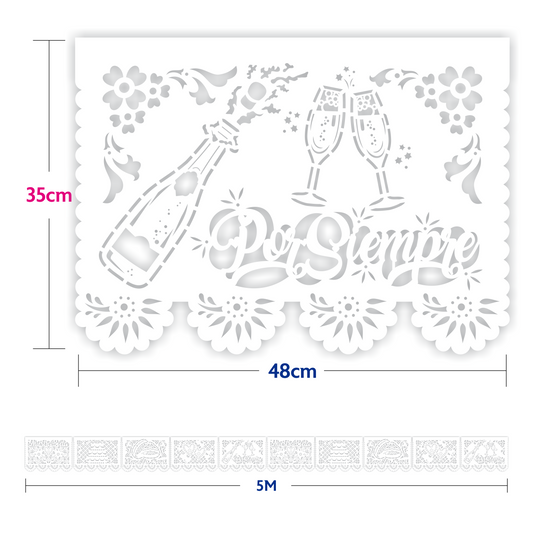 Cometamex | Guirnalda de papel china | Boda blanco | 10 piezas de 5 metros