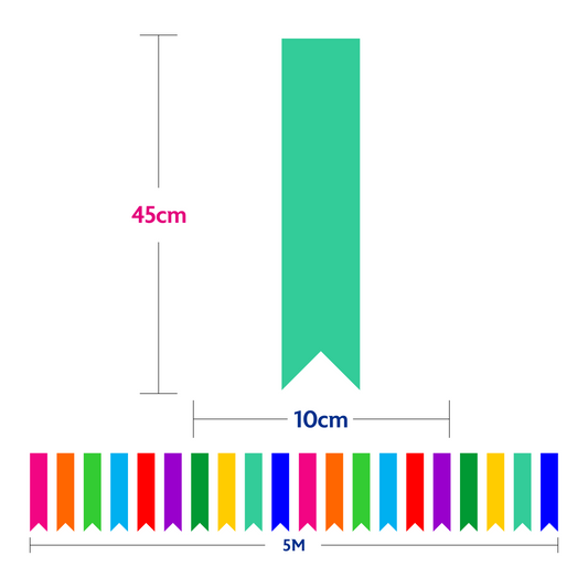Cometamex | Guirnalda de papel plastificado | Lluvia | 10 piezas de 5 metros