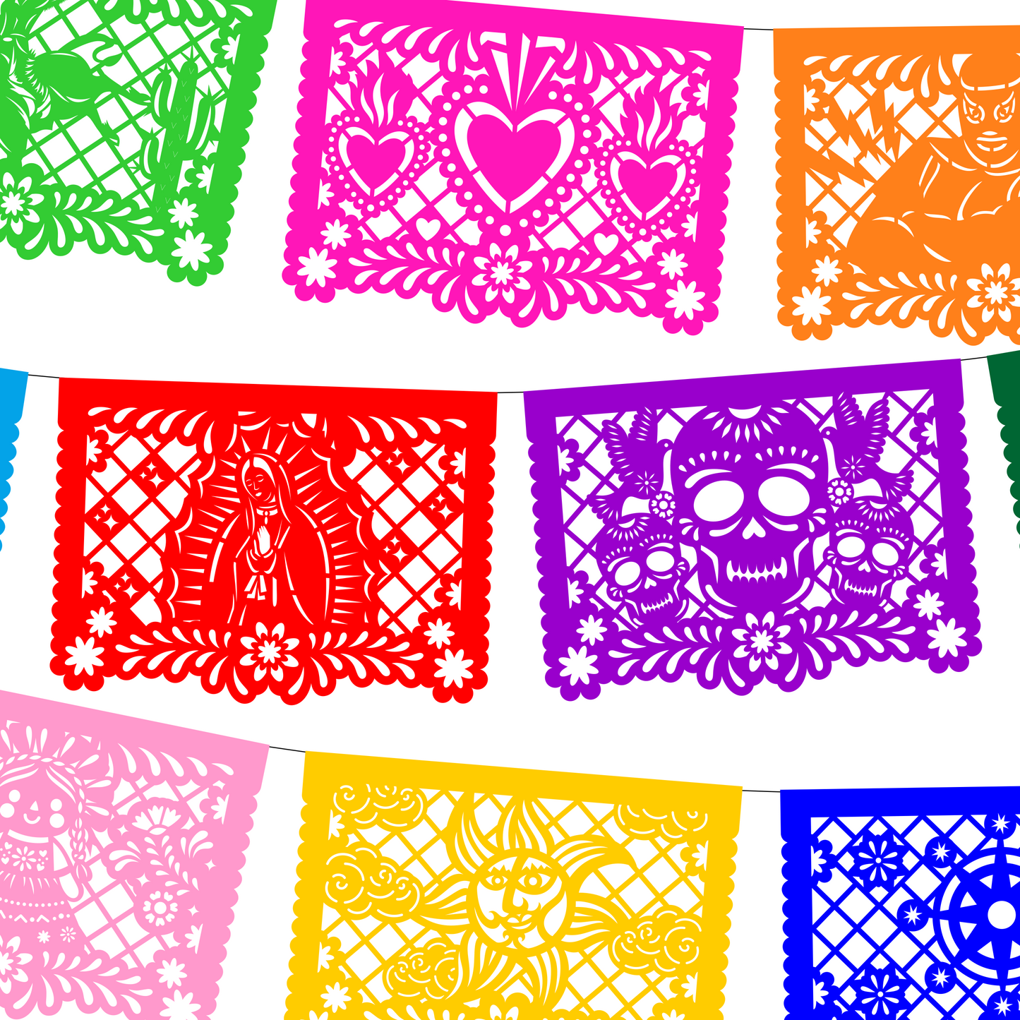 Cometamex | Guirnalda de papel china | Meximalista | 10 piezas de 5 metros