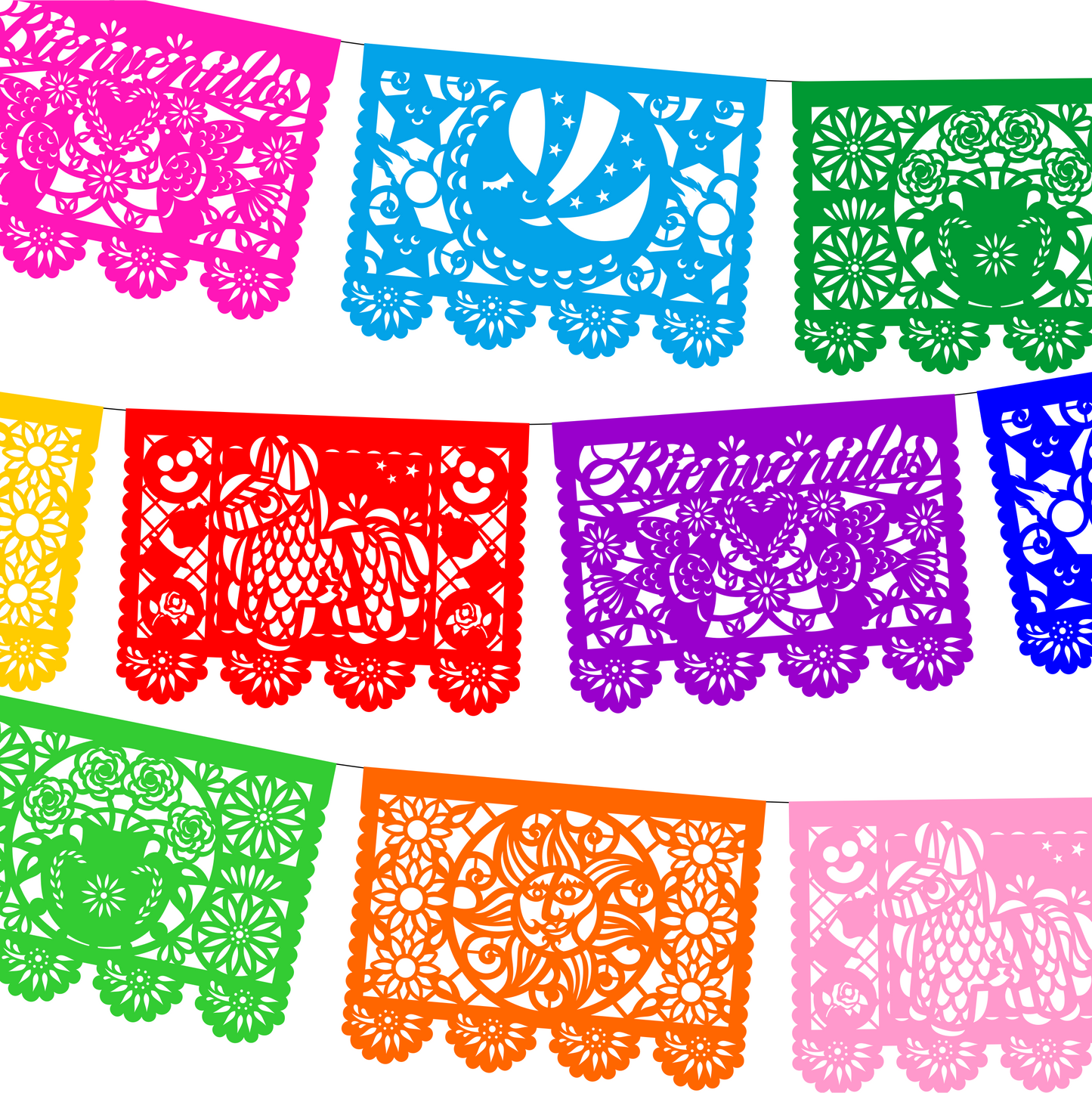 Cometamex | Guirnalda de papel china | Toda ocasión | 10 piezas de 5 metros