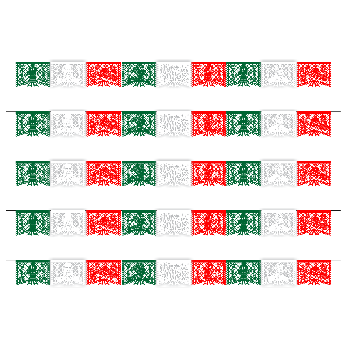 Guirnalda de papel picado Héroes (papel china) - 10 tiras de 5 metros (50 metros totales)