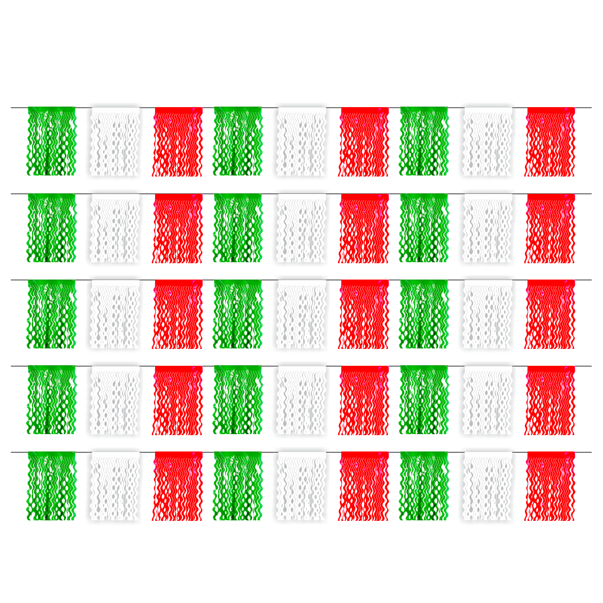 Guirnalda de flecos tricolor ch (plástico) - 10 tiras de 4 metros (40 metros totales)