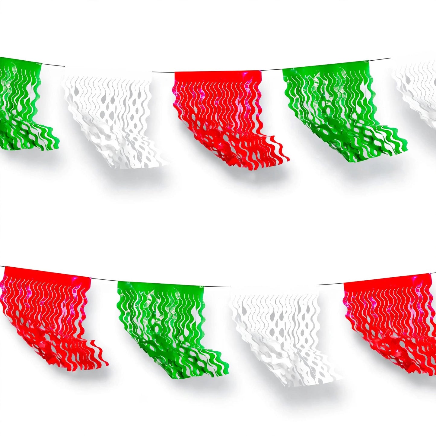 Guirnalda de flecos tricolor ch (plástico) - 10 tiras de 4 metros (40 metros totales)