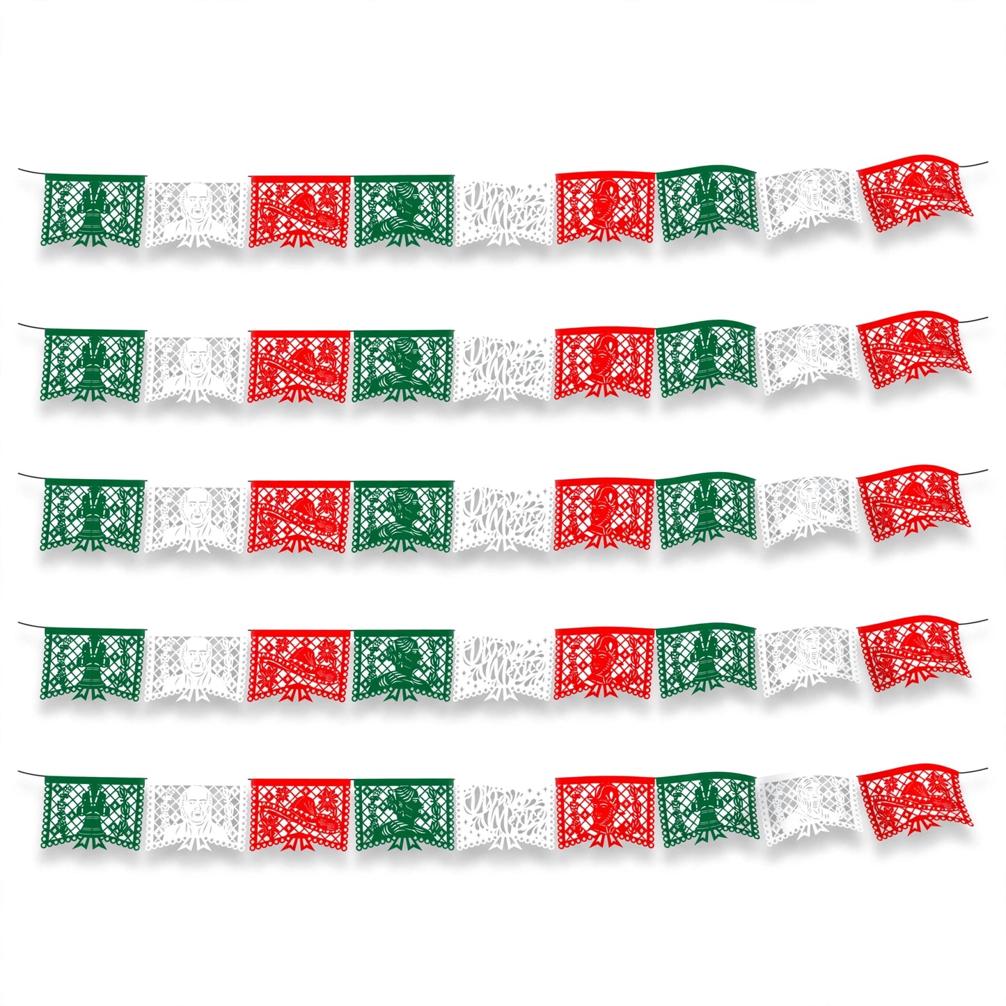 Guirnalda de papel picado Héroes (papel china) - 10 tiras de 5 metros (50 metros totales)