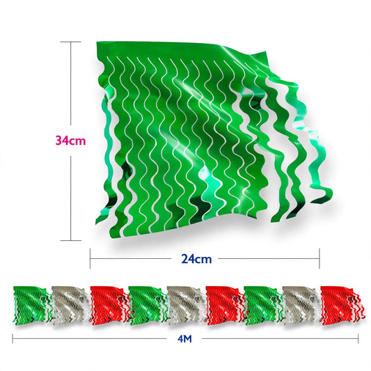 Guirnalda de flecos tricolor ch (papel metálico) - 10 tiras de 4 metros (40 metros totales)