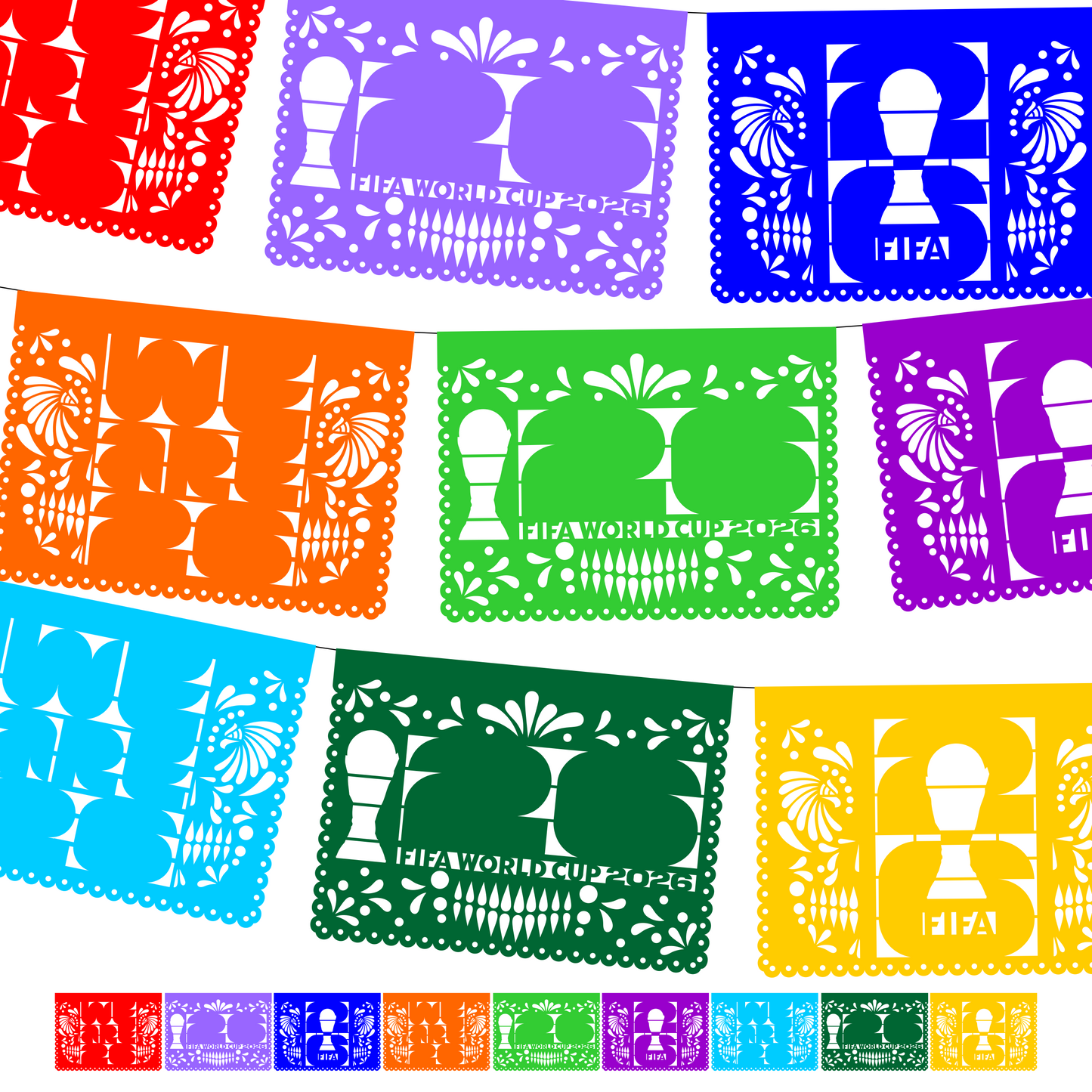 Guirnalda de papel picado We are 2026 (papel china) - 10 tiras de 5 metros (50 metros totales)