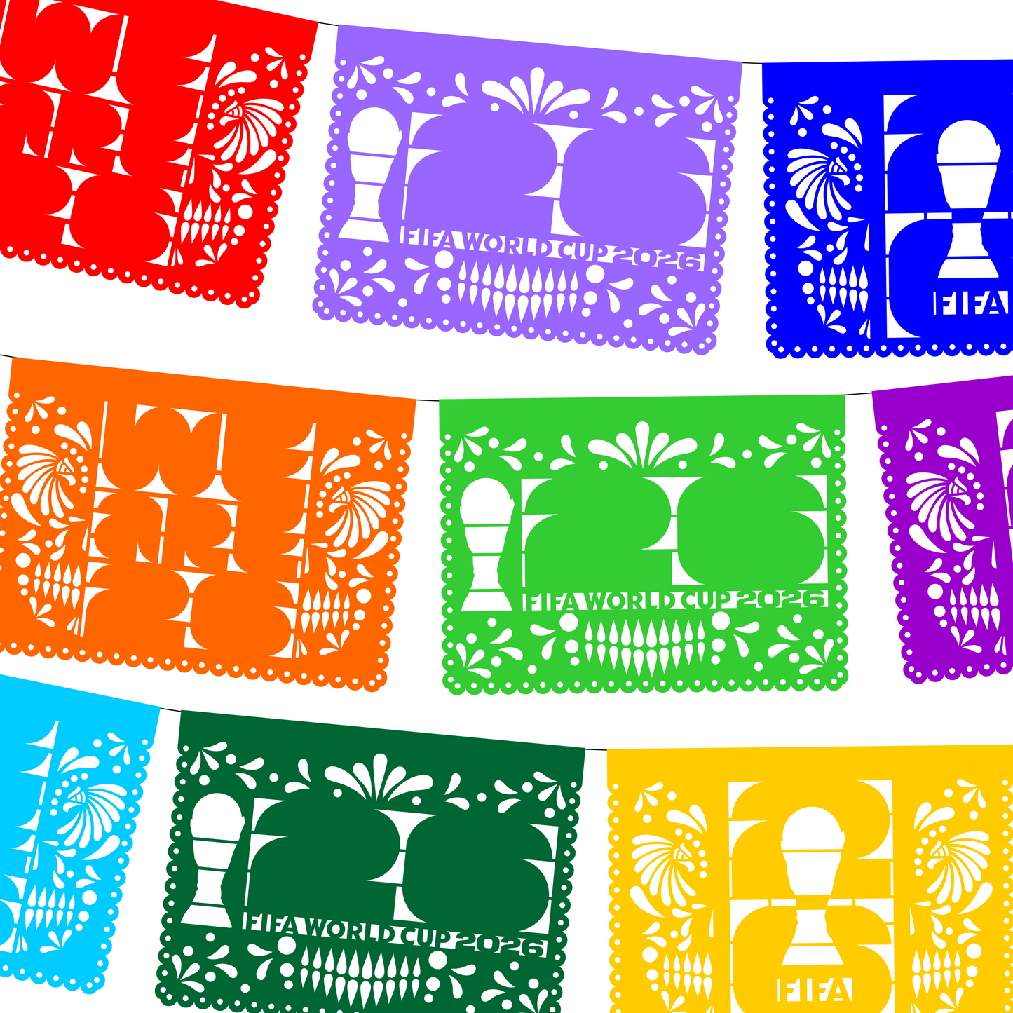 Guirnalda de papel picado We are 2026 (papel china) - 10 tiras de 5 metros (50 metros totales)