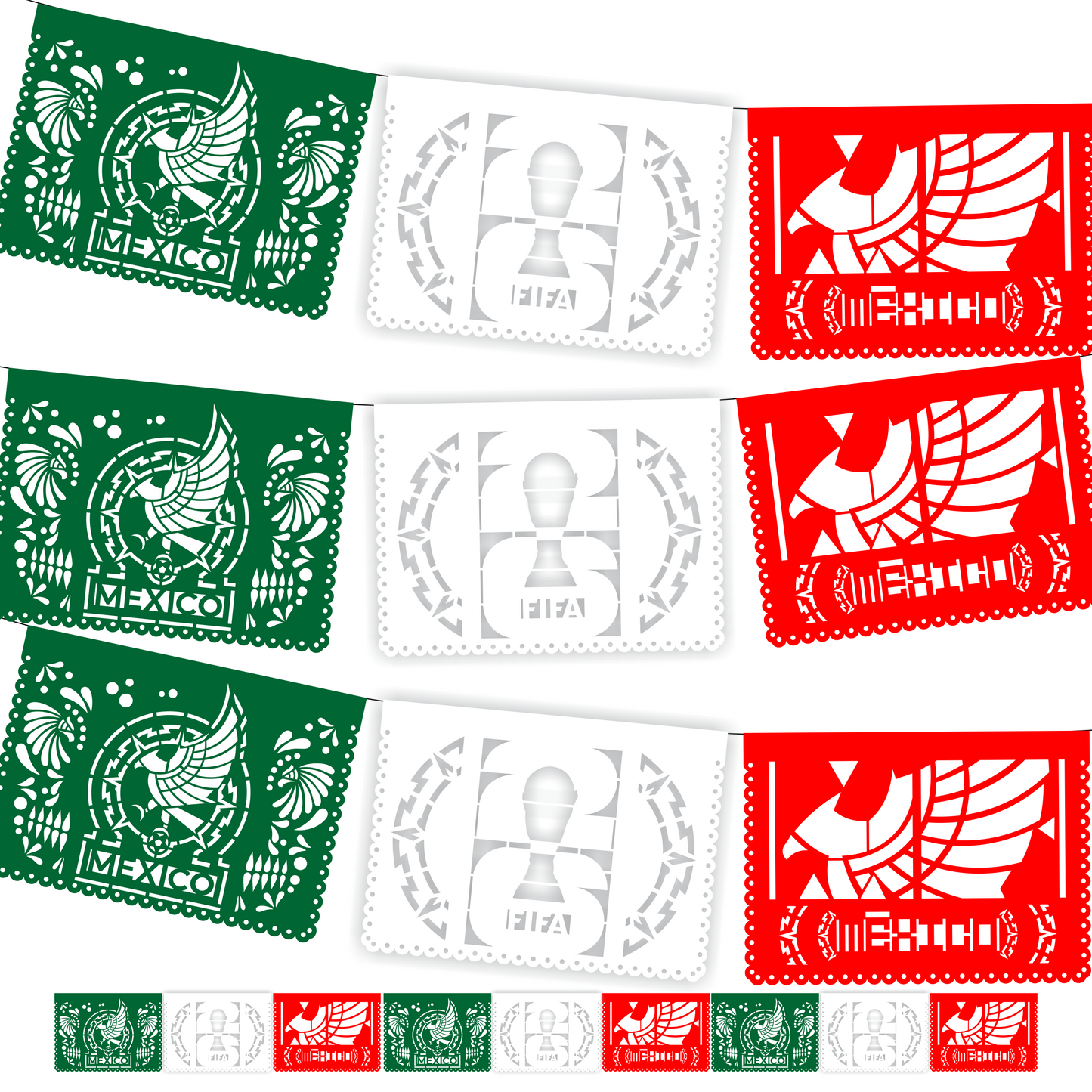 Guirnalda de papel picado Mi selección MX (papel china) - 10 tiras de 5 metros (50 metros totales)