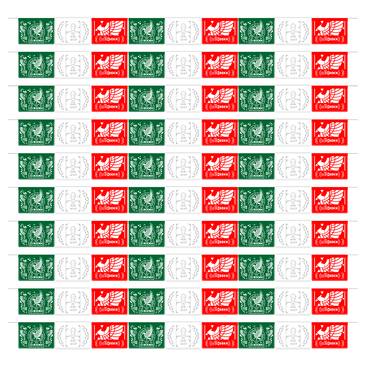 Guirnalda de papel picado Mi selección MX (papel china) - 10 tiras de 5 metros (50 metros totales)
